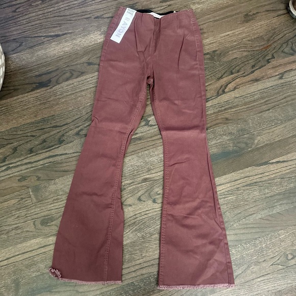 Brown wide leg jeans with adjustable waist, Size 1 - Picture 2 of 10